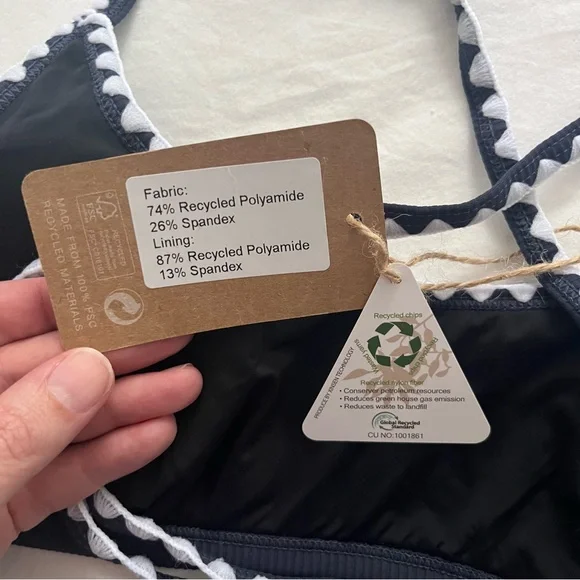 NWT Berlook Navy Contrast Stitch Bikini Top & Bottom Full Set Size Medium - Picture 8 of 13